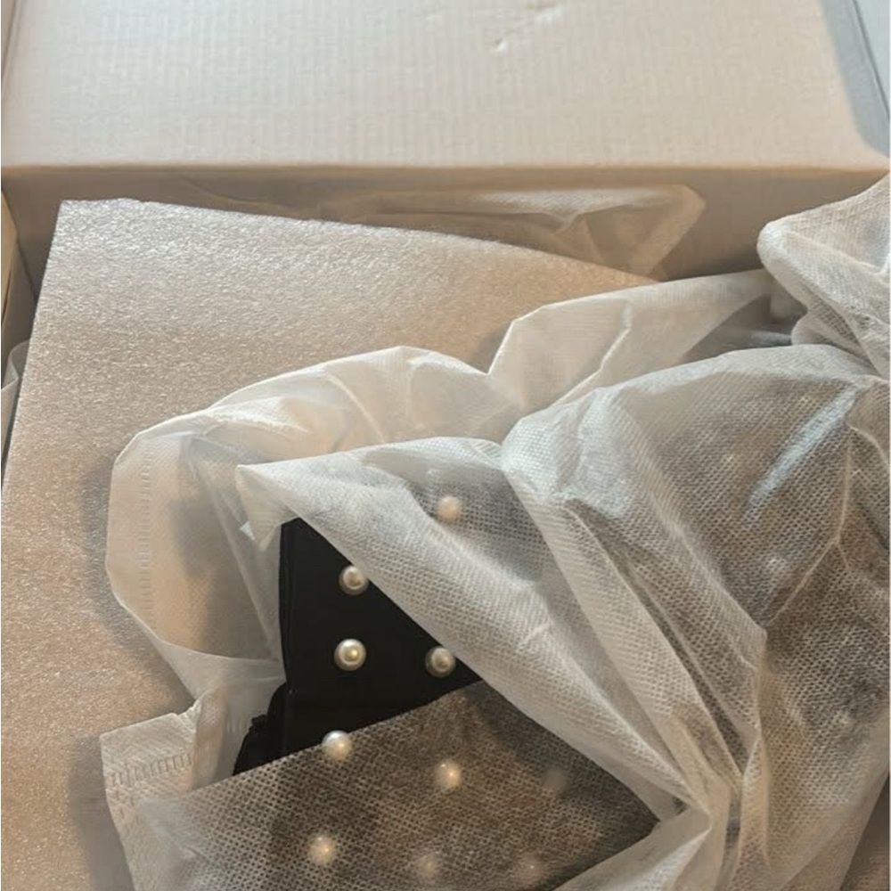 Black Clutch with Pearl Accents size 8.5 wide